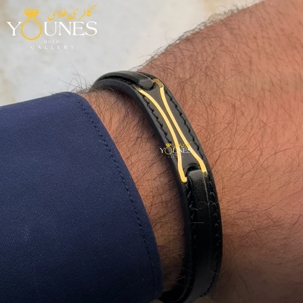 دستبند طلا چرم مردانه L109